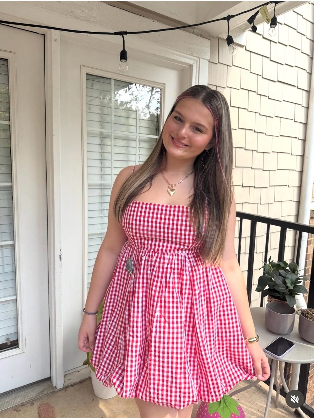 Abercrombie & Fitch Red and White Gingham Strapless Sundress - Picture 1 of 4